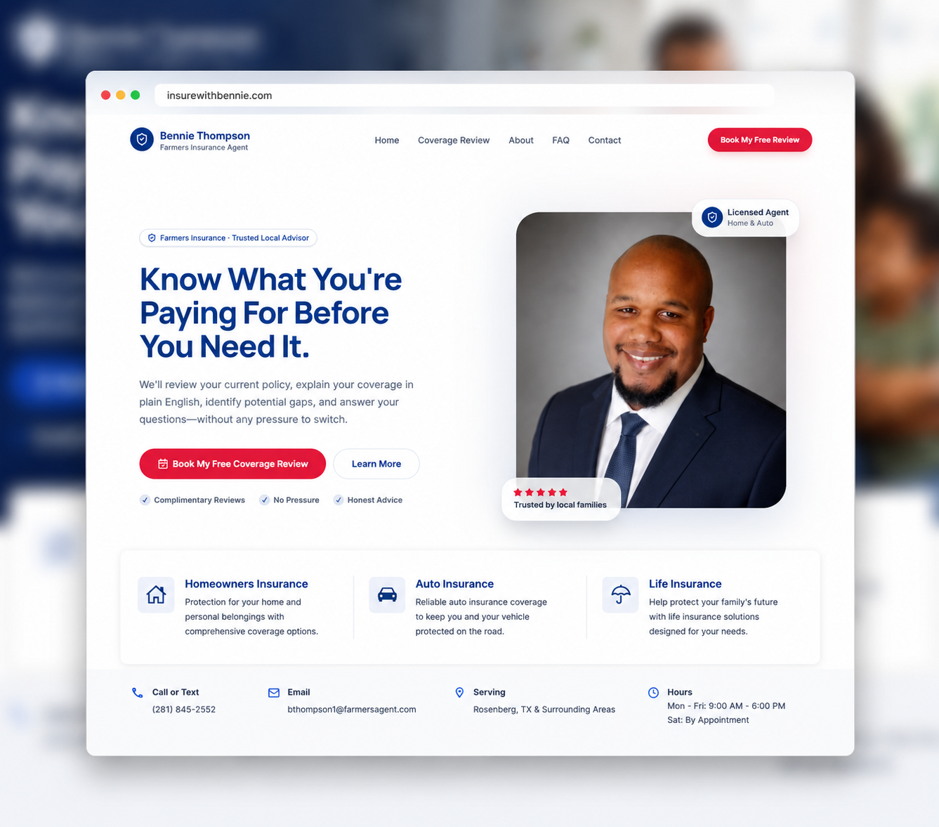 Bennie Thompson - Farmers Insurance website homepage